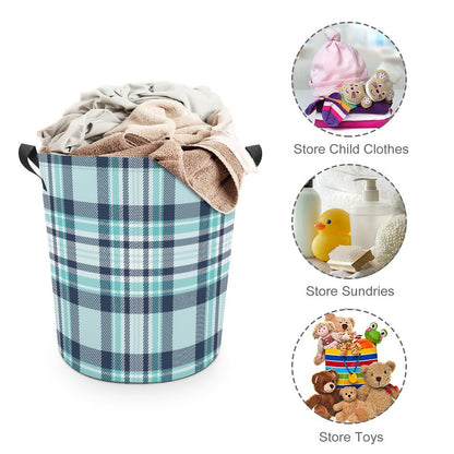 Collapsible Laundry Hamper-All The Blues Plaid