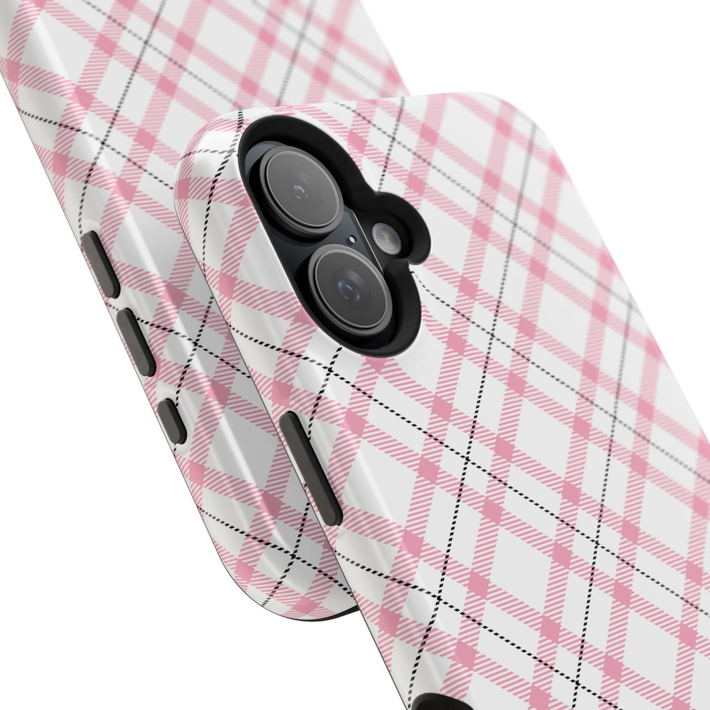 Impact-Resistant Phone Case - Pink Black Plaid