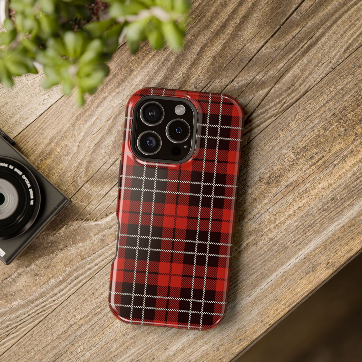 Impact-Resistant Phone Case- Christmas Tartan Plaid Red