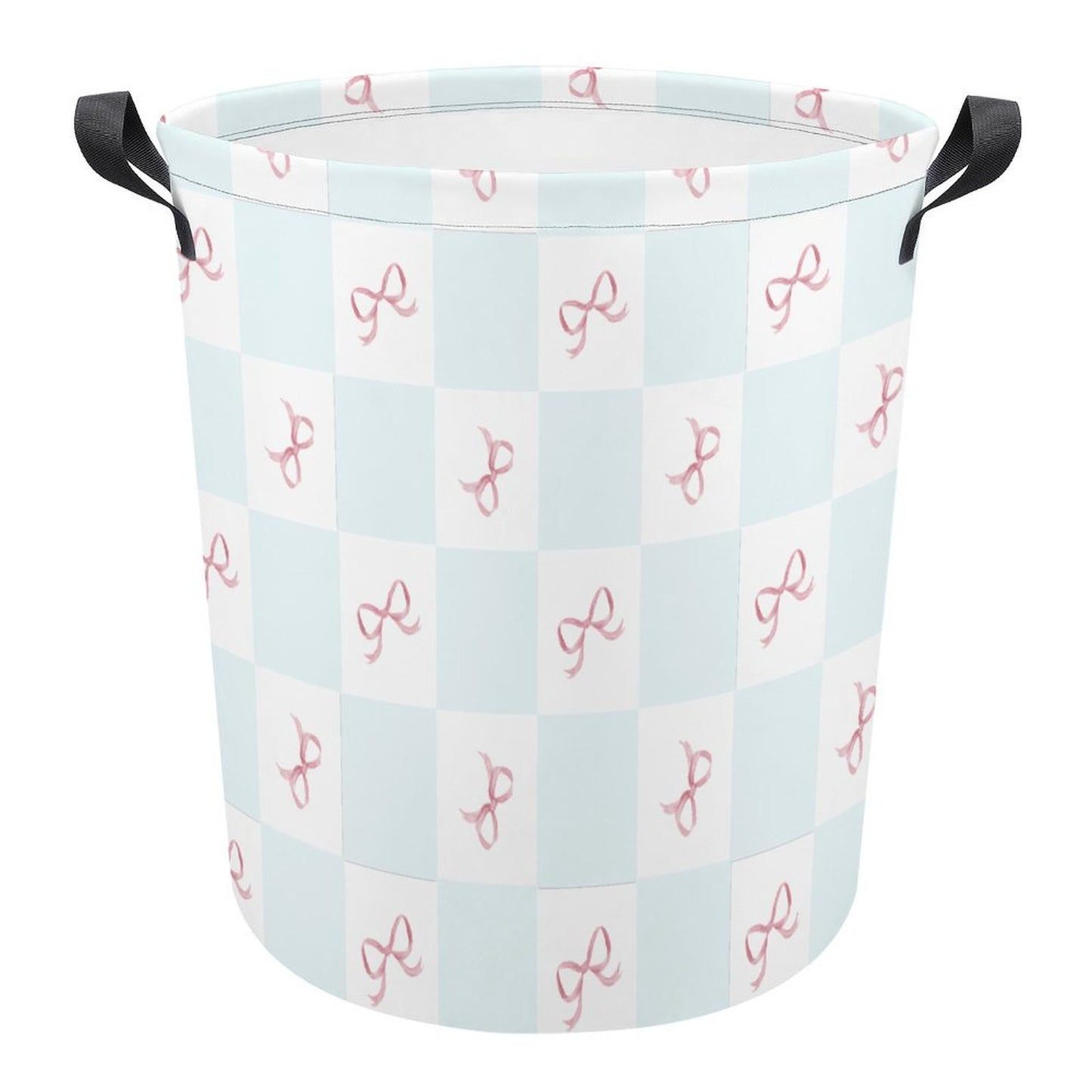 Collapsible Laundry Hamper- Coquette Blue Checkerboard