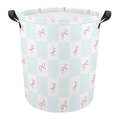 Collapsible Laundry Hamper- Coquette Blue Checkerboard