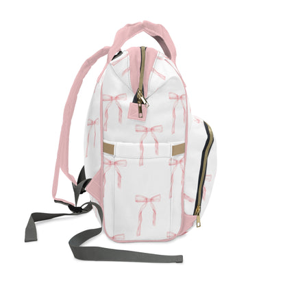 Watercolor Coquette Pink Bows Multifunctional Diaper Backpack