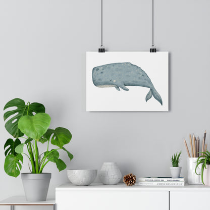 Giclée Art Print Watercolor Memories of Dreams Blue Grey Whale