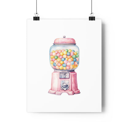 Giclée Art Print Watercolor Candy Land Gum Ball Machine 1