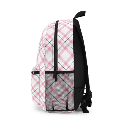 Backpack- Preppy Pink Black Plaid