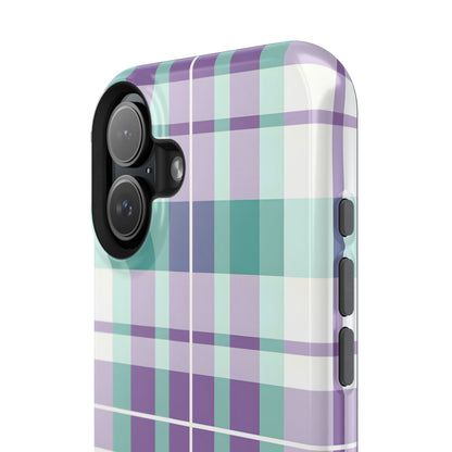 Impact-Resistant Phone Case - Spring Plaid Purple