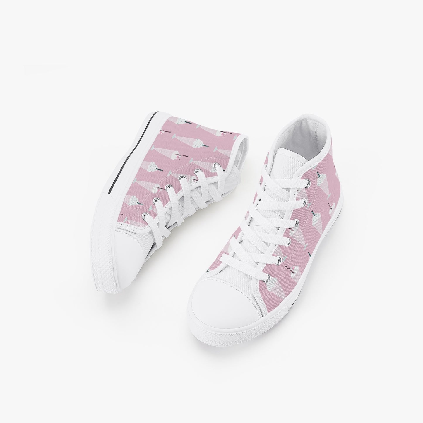 Girls 50s Diner Milkshake Pink Kid’s High-Top Canvas Shoes