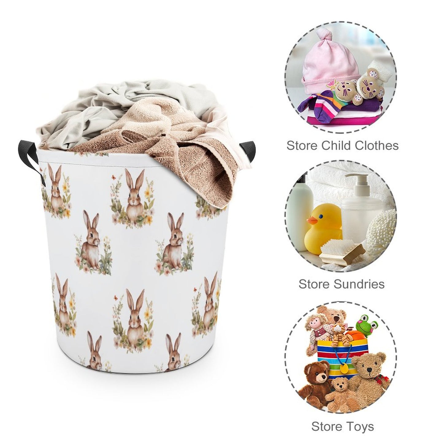 Collapsible Laundry Hamper- Elegant Easter Bunnies