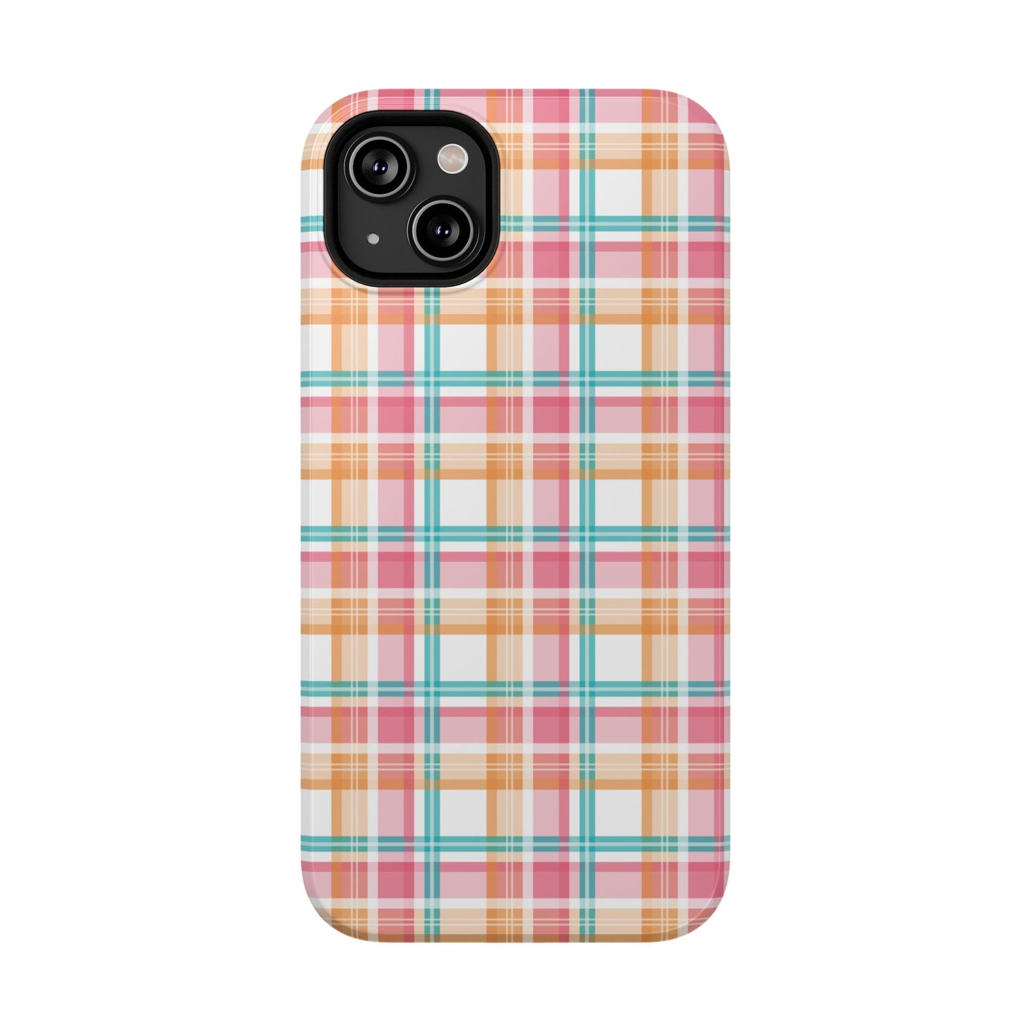 Impact-Resistant Phone Case - Summer Plaid Pink