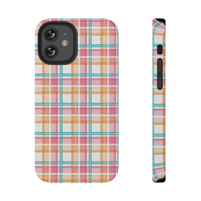 Impact-Resistant Phone Case - Summer Plaid Pink