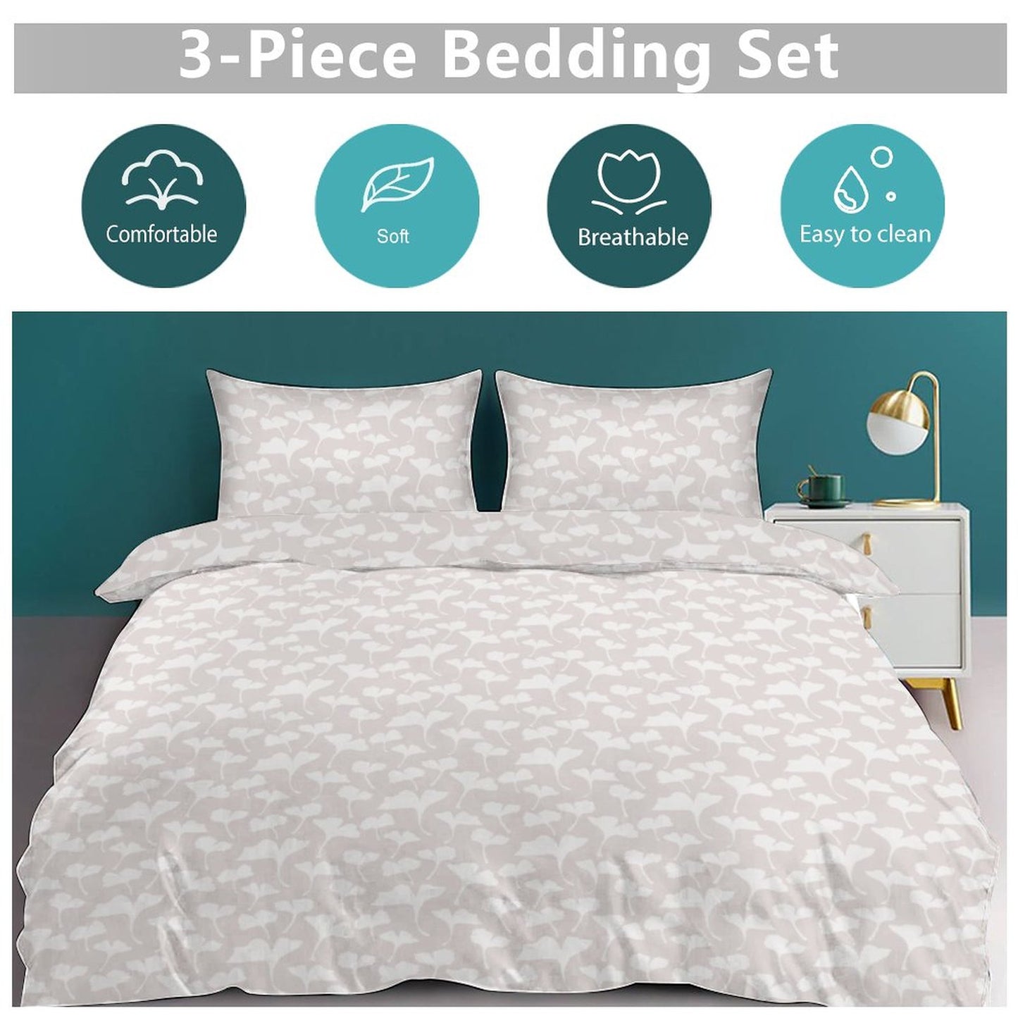 3-Piece Bedding Set-102"x90"/ 259x229cm (Dual-sided Printing)