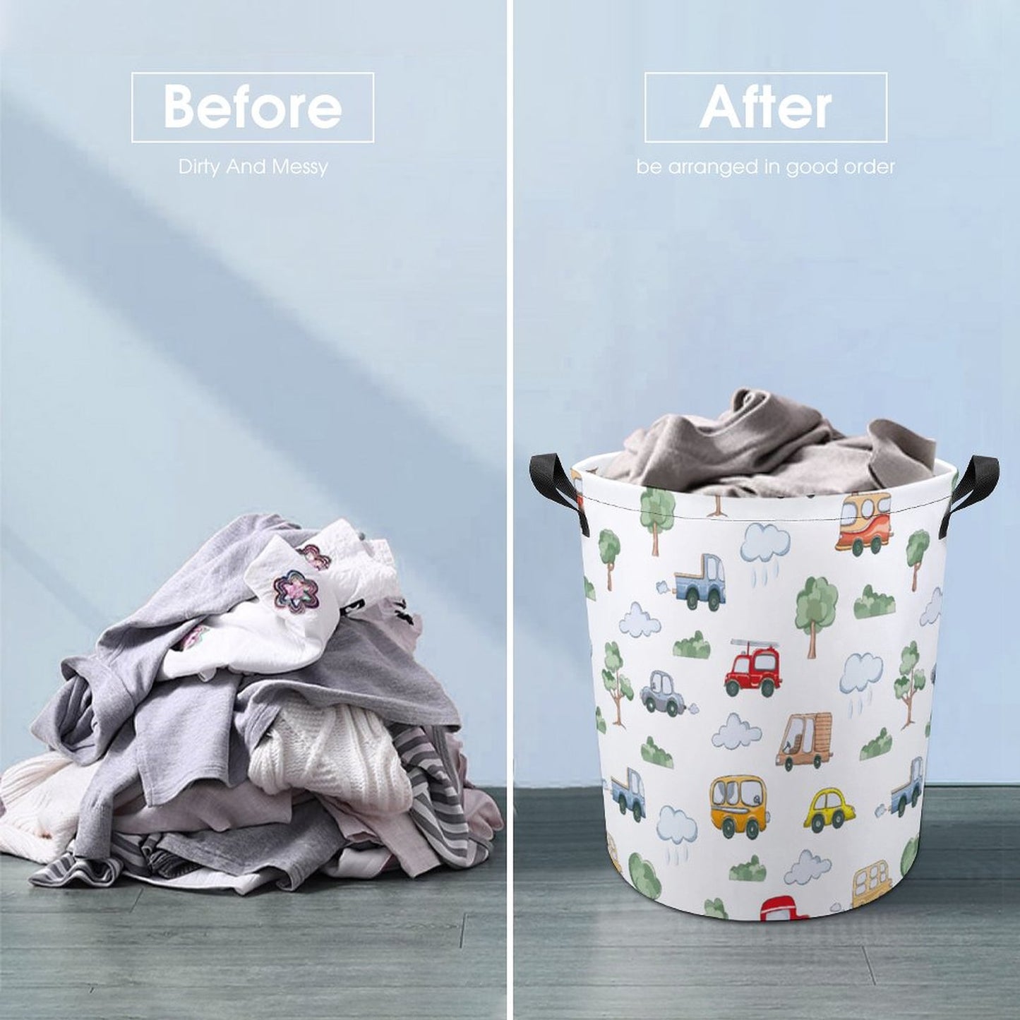 Collapsible Laundry Hamper-Cute Cars