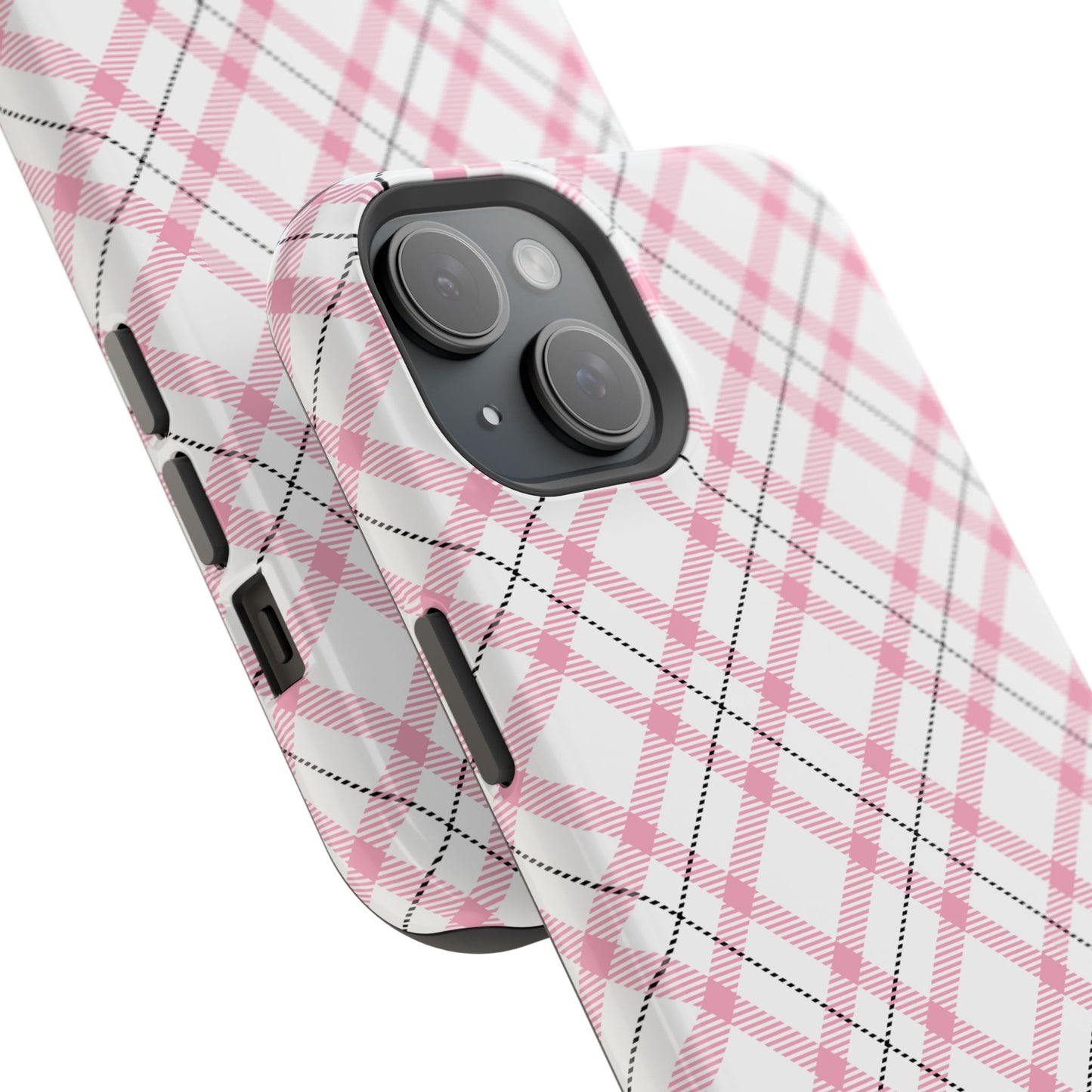 Impact-Resistant Phone Case - Pink Black Plaid