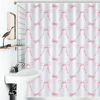 Lightweight Shower Curtain- Coquette Pink Bows