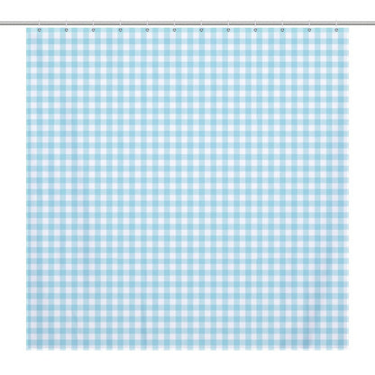 Lightweight Shower Curtain- Spring Gingham Aqua