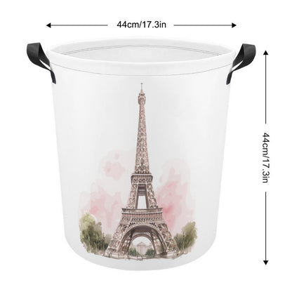 Collapsible Laundry Hamper- Pink Paris Eiffel Tower