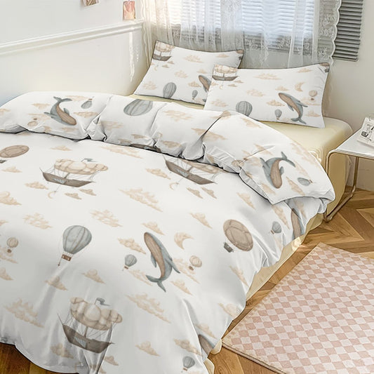 3-Piece Bedding Set-86"×70"/ 218×177cm (Dual-sidede Printing)