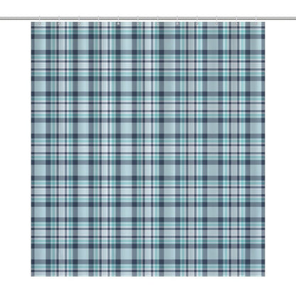 Lightweight Shower Curtain- All the Blues Plaid