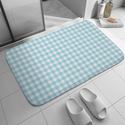 Plush Bath Mat- Spring Gingham Aqua