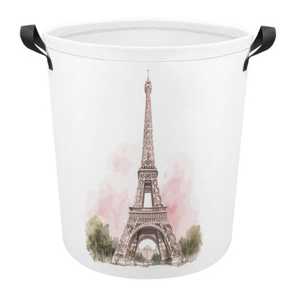 Collapsible Laundry Hamper- Pink Paris Eiffel Tower