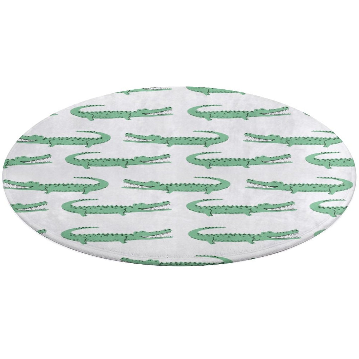 Round Plush Bath Mat- Preppy Crocodile