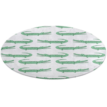 Round Plush Bath Mat- Preppy Crocodile