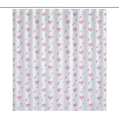 Lightweight Shower Curtain- Valentine Arrow Hearts