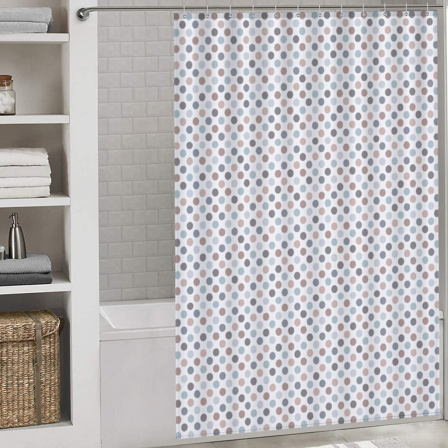 Lightweight Shower Curtain-Neutral Dots