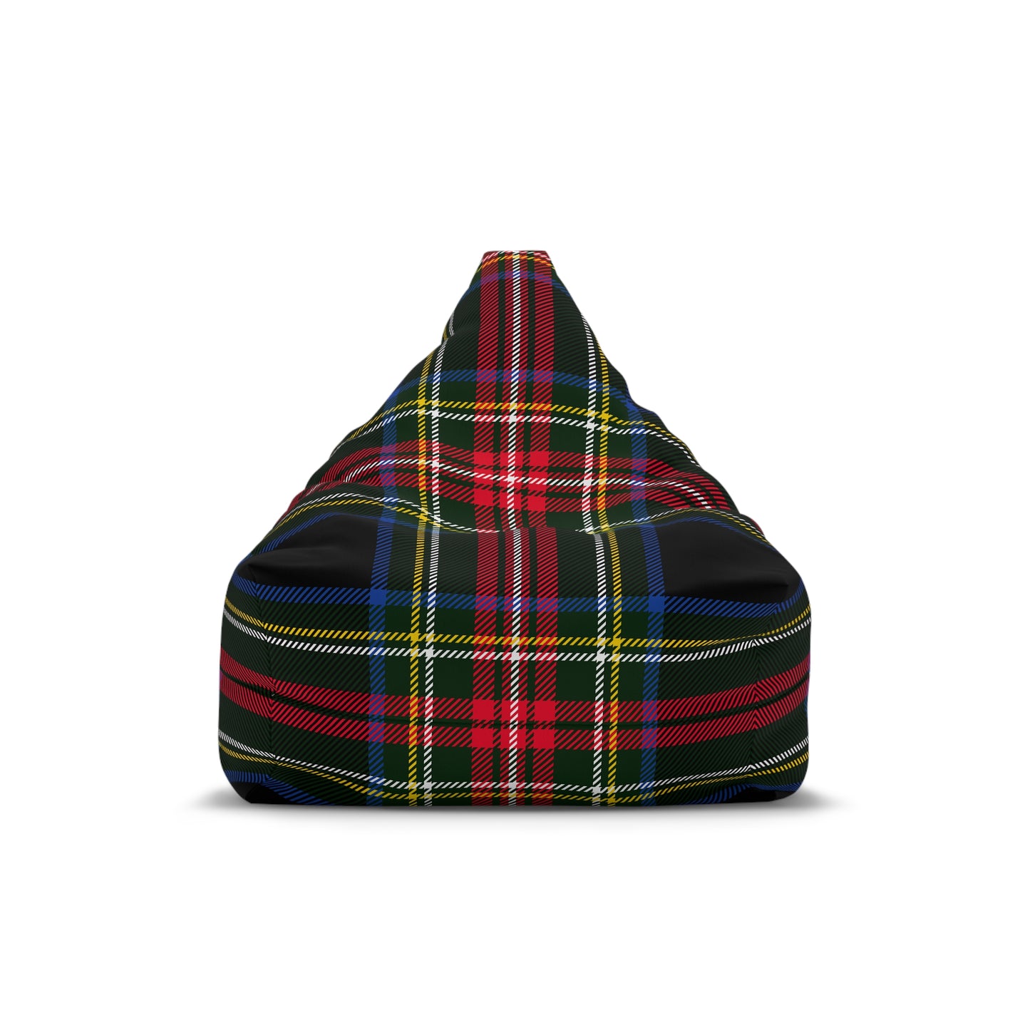 Christmas Tartan Plaid Black Bean Bag Chair Cover