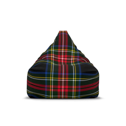 Christmas Tartan Plaid Black Bean Bag Chair Cover