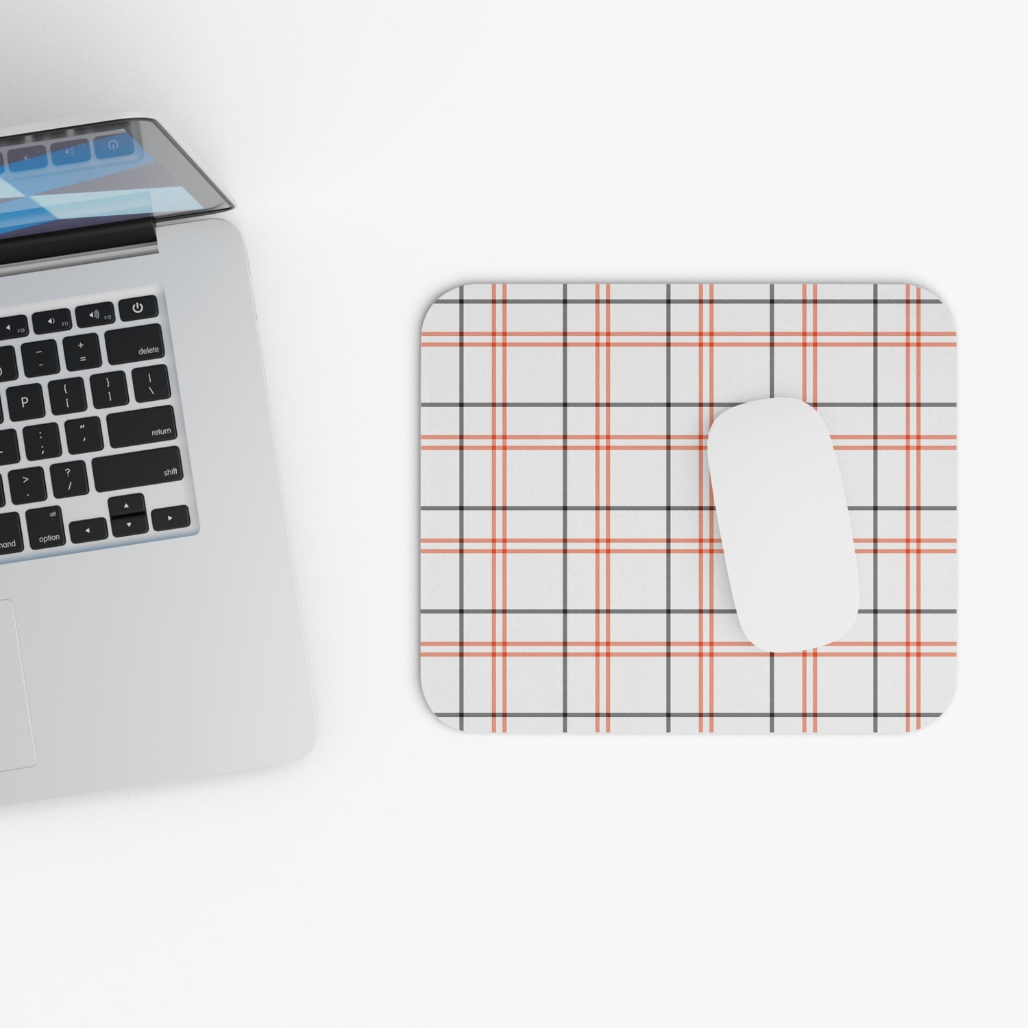 Stylish Plaid Mouse Pad for Home Office, Desk Accessory, Gift for Students, Computer Setup, Workstation Decor