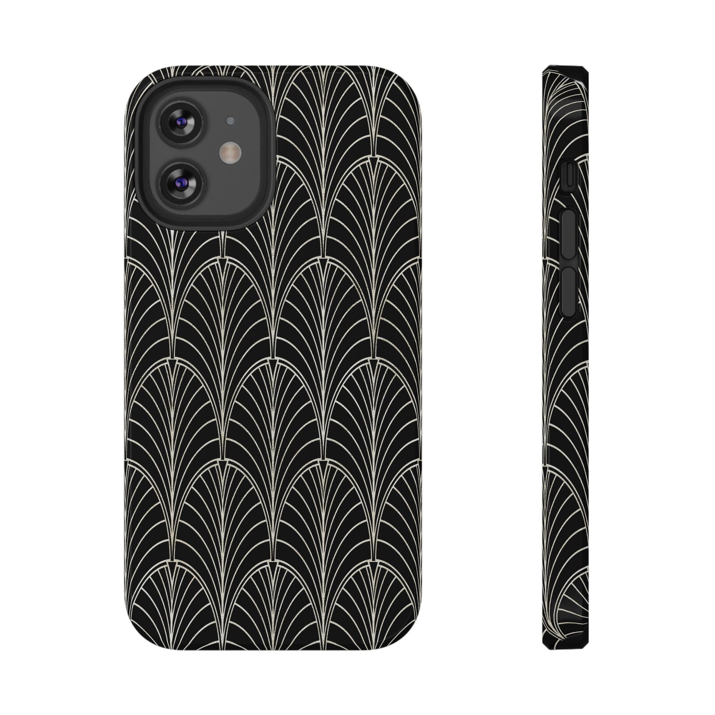 Impact-Resistant Phone Case- Art Deco Black Beige