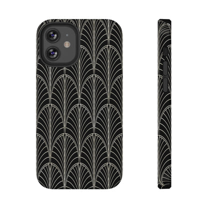 Impact-Resistant Phone Case- Art Deco Black Beige