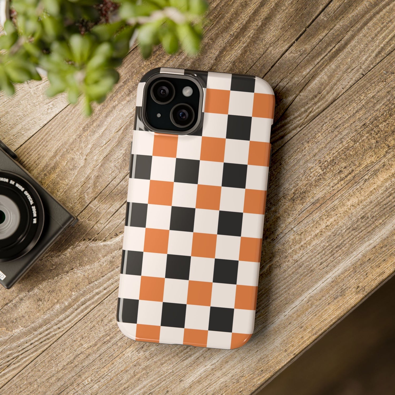 Trendy Halloween Checkerboard Phone Case | Impact-Resistant, iPhone, Samsung