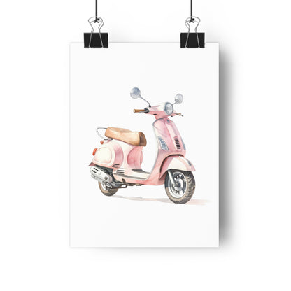 Giclée Art Print Watercolor Pink Paris Scooter