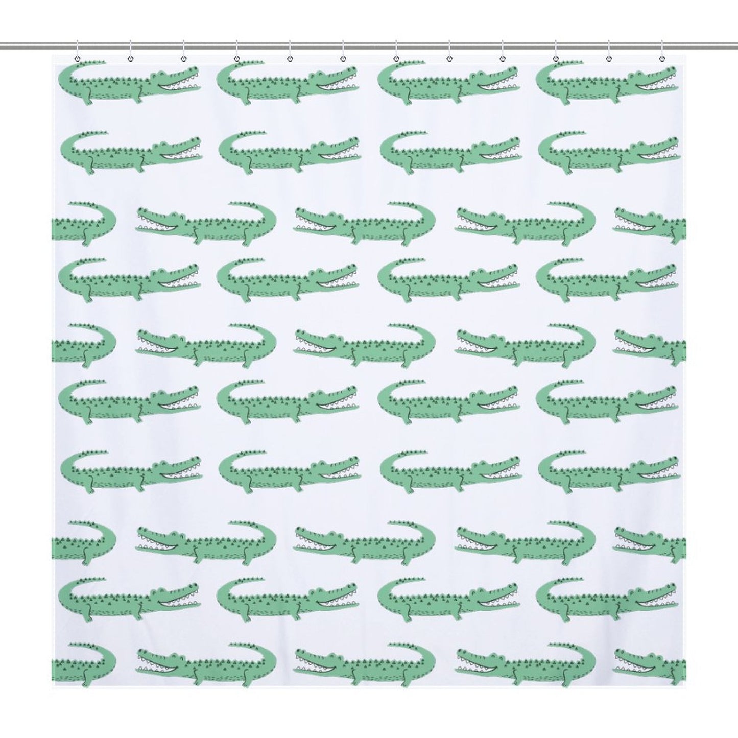 Lightweight Shower Curtain- Preppy Crocodiles