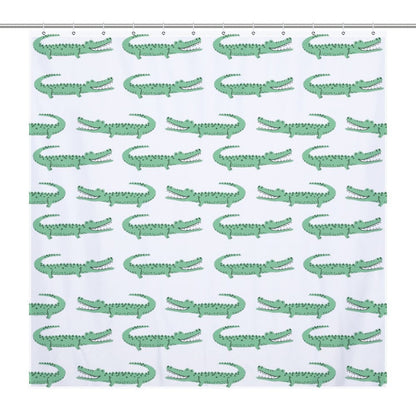 Lightweight Shower Curtain- Preppy Crocodiles