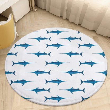 Round Plush Bath Mat- Preppy Swordfish