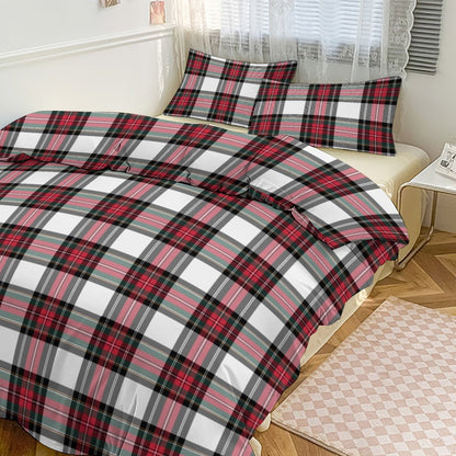 Christmas Tartan Plaid 3-Piece Bedding Set-90"x90" Full/Queen Plaid Duvet Cover