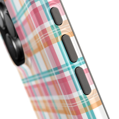 Impact-Resistant Phone Case - Summer Plaid Pink