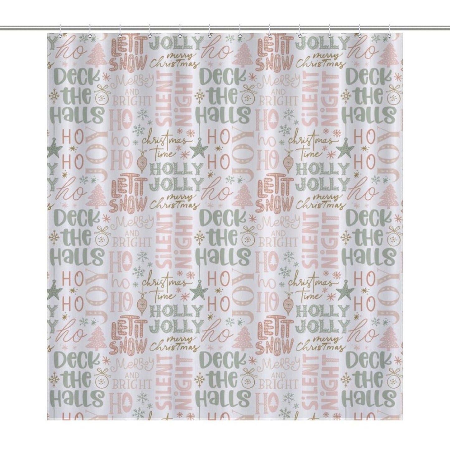 Lightweight Shower Curtain- Christmas Phrases