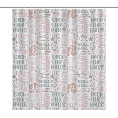 Lightweight Shower Curtain- Christmas Phrases