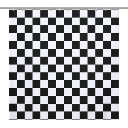 Lightweight Shower Curtain- Black and White Checkerboard