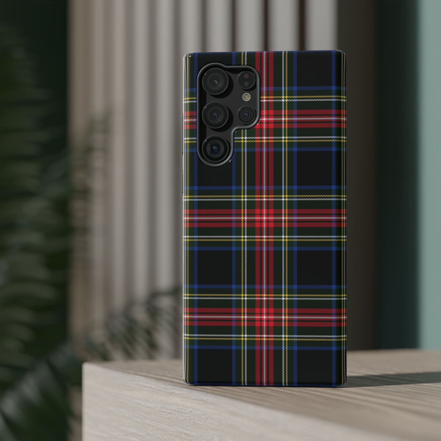 Impact-Resistant Holiday Phone Case-Christmas Tartan Plaid Black