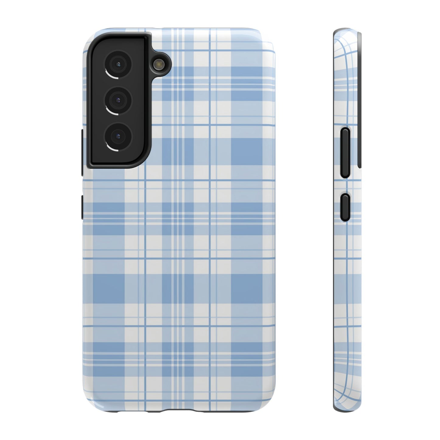 Impact-Resistant Phone Case - Easter Plaid Blue