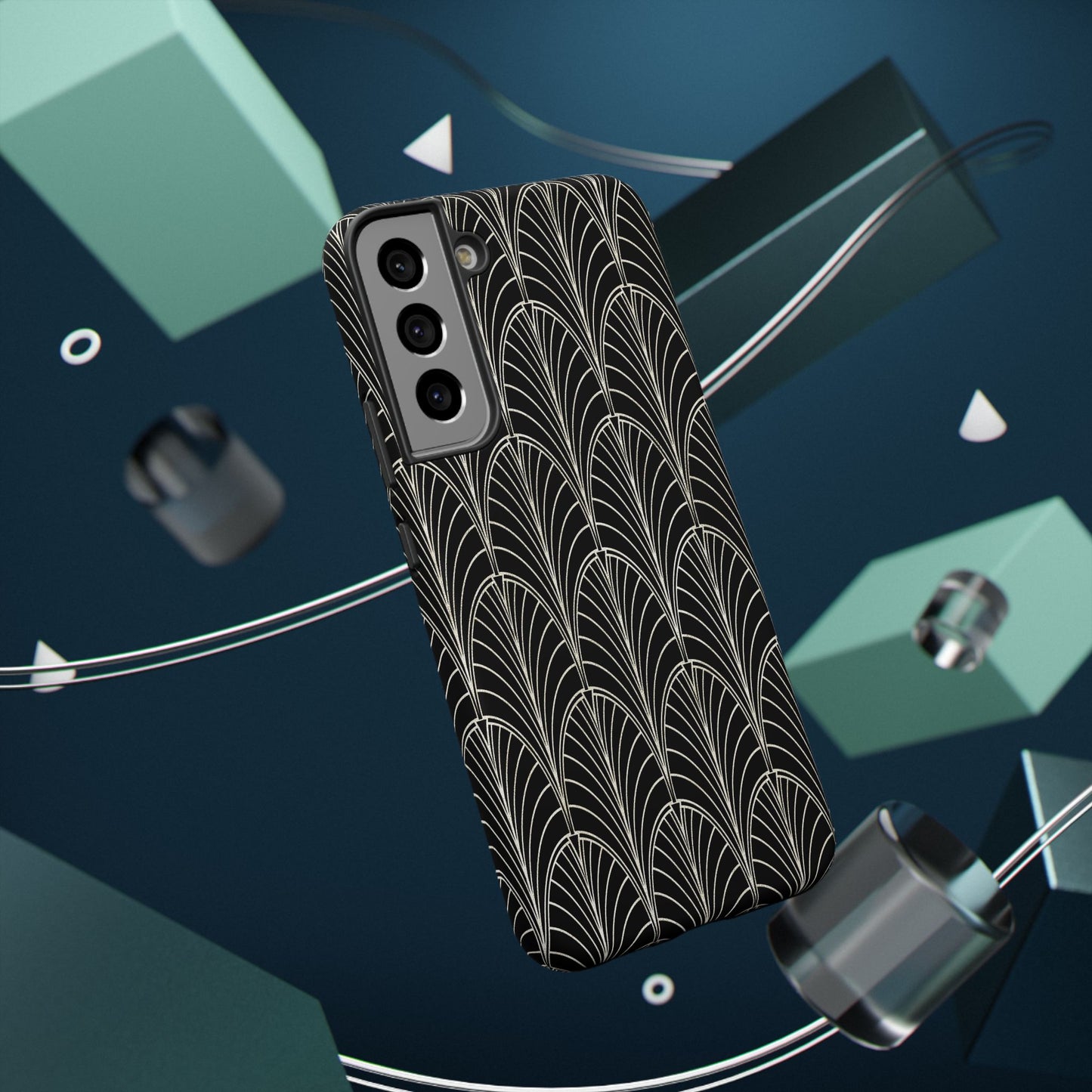 Impact-Resistant Phone Case- Art Deco Black Beige