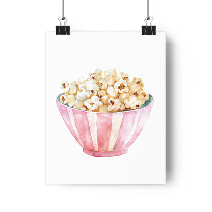 Giclée Art Print Watercolor Pink Pajama Party Popcorn