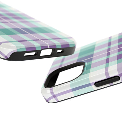 Impact-Resistant Phone Case - Spring Plaid Purple