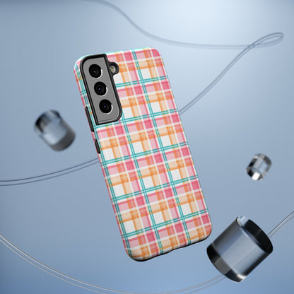 Impact-Resistant Phone Case - Summer Plaid Pink