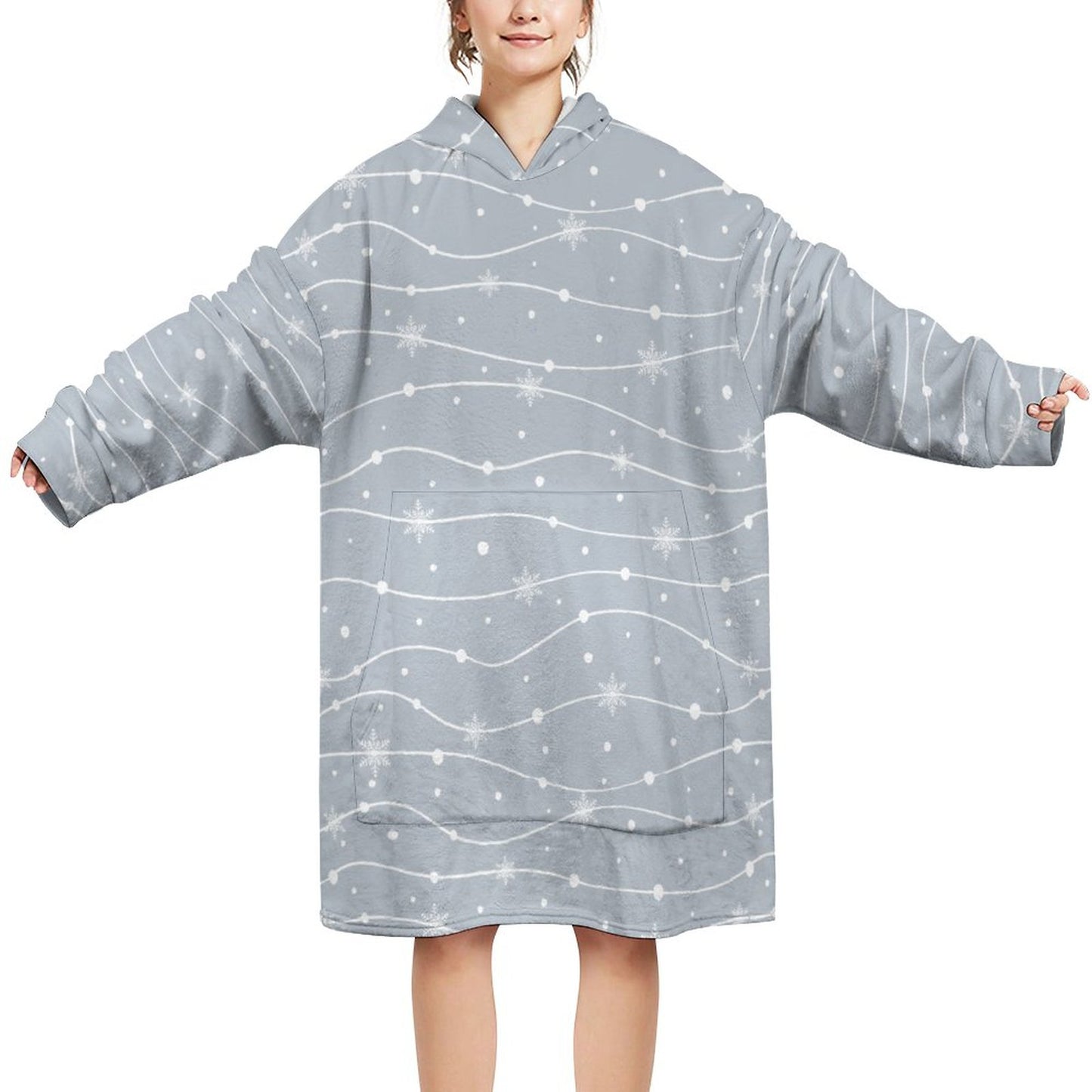 Oversized Soft Wearable Blanket Blue Winter Flurries